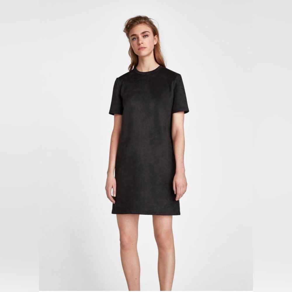 Zara Trafaluc Faux Suede Charcoal Black‎ Mini Dress Autumn Winter 2017/2018